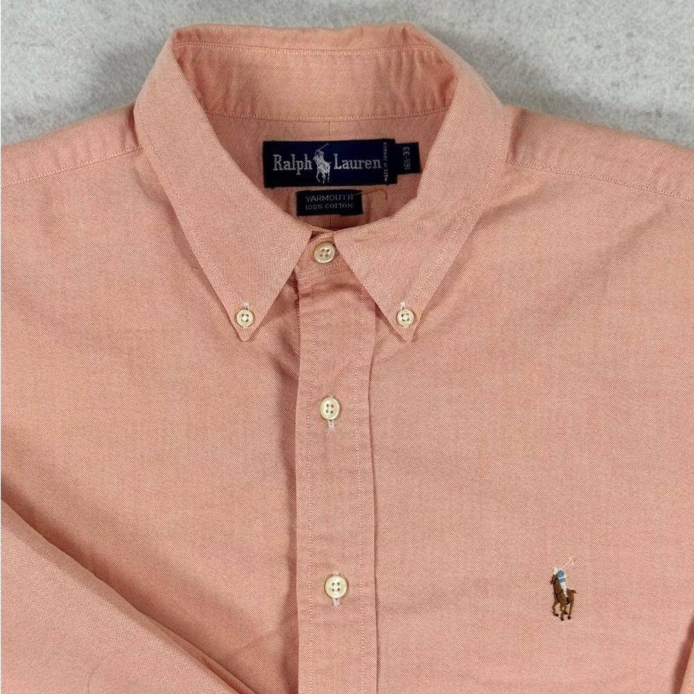Ralph Lauren Yarmouth Mens 16.5 33 Peach Oxford Button Down Shirt Cotton L/S